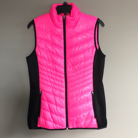Xersion Black/Pink Neon Puffer Vest Medium - Picture 2 of 6